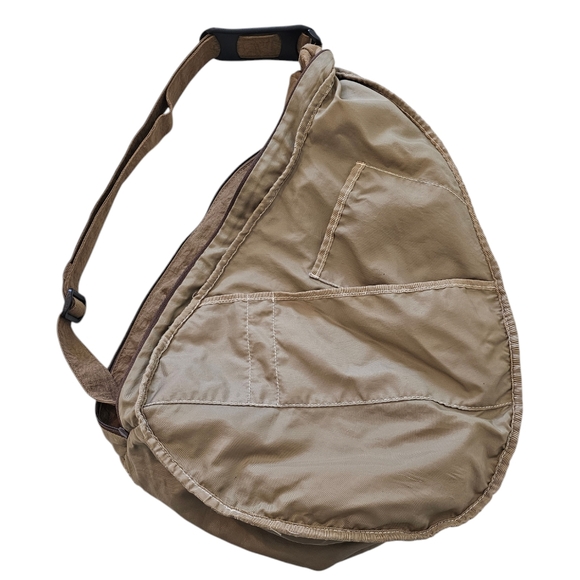 Vintage Ameribag Large Healthy Back Brown Poly Nylon Shoulder Bag Crossb… - Picture 9 of 13